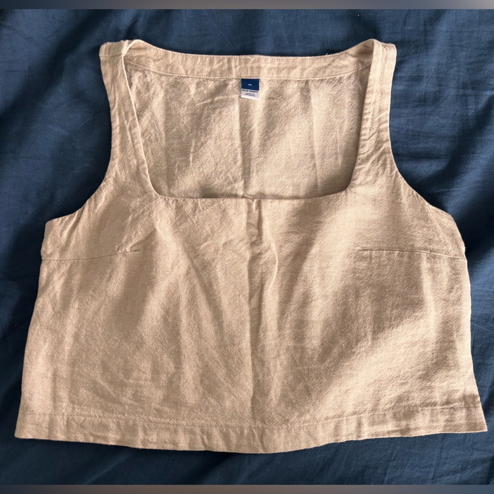 Old Navy Beige Linen Blend Tank Top